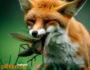 fox catch and eat grasshoppers