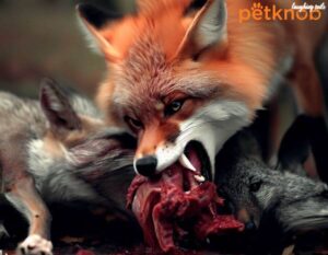 fox catch and eating wolve