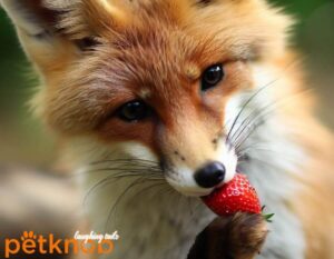 fox eating strawberry